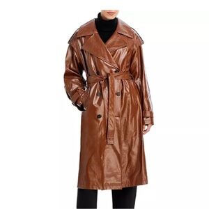 Apparis Isa Crinkle Faux Leather Trench Coat